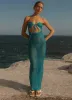 Sun Kissed Crochet Maxi Dress - Blue sold by Peppermayo