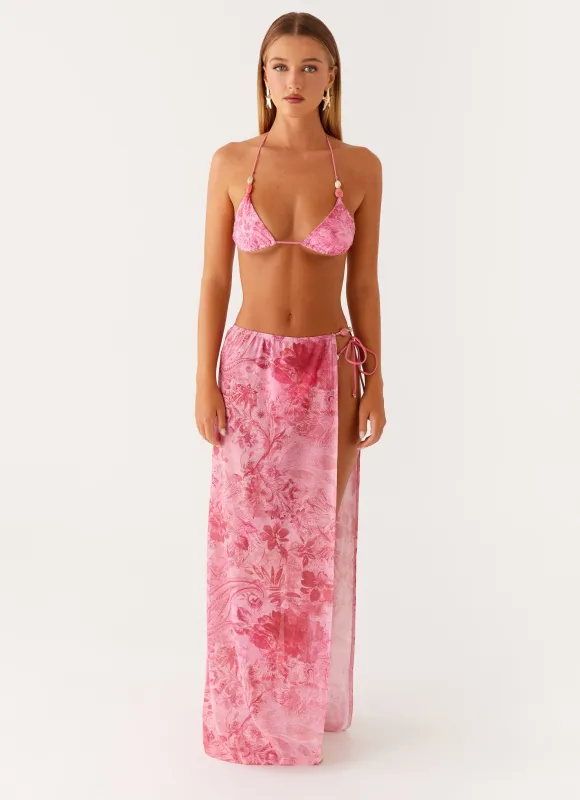 Here For It Beaded Maxi Skirt - Pink Print sold by Peppermayo