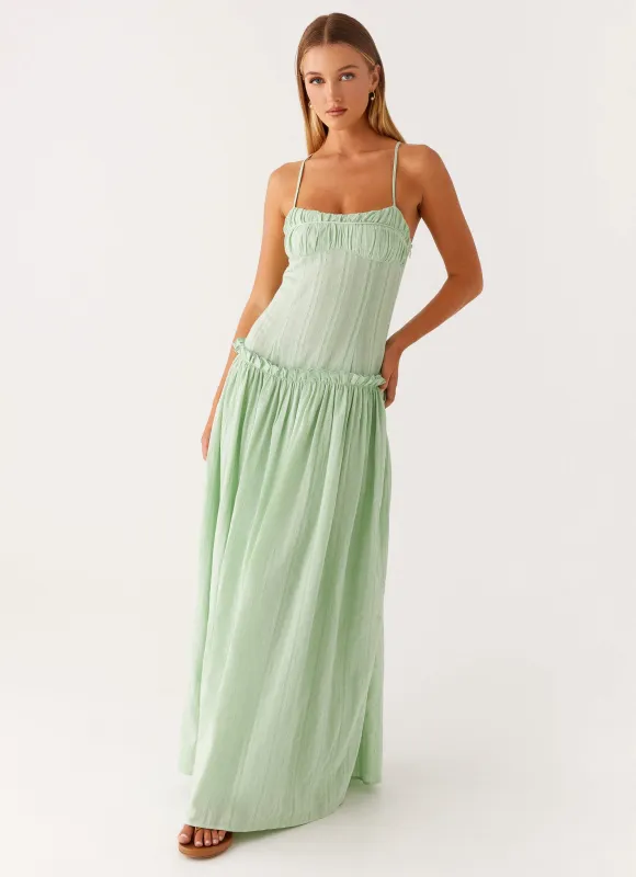 Jacinda Drop Waist Maxi Dress - Sage sold by Peppermayo