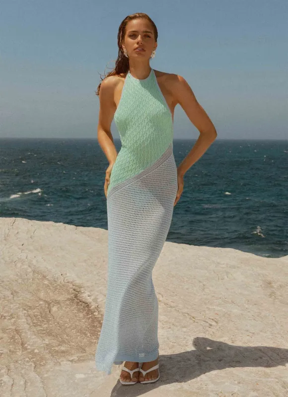 Caspa Crochet Maxi Dress - Multi sold by Peppermayo