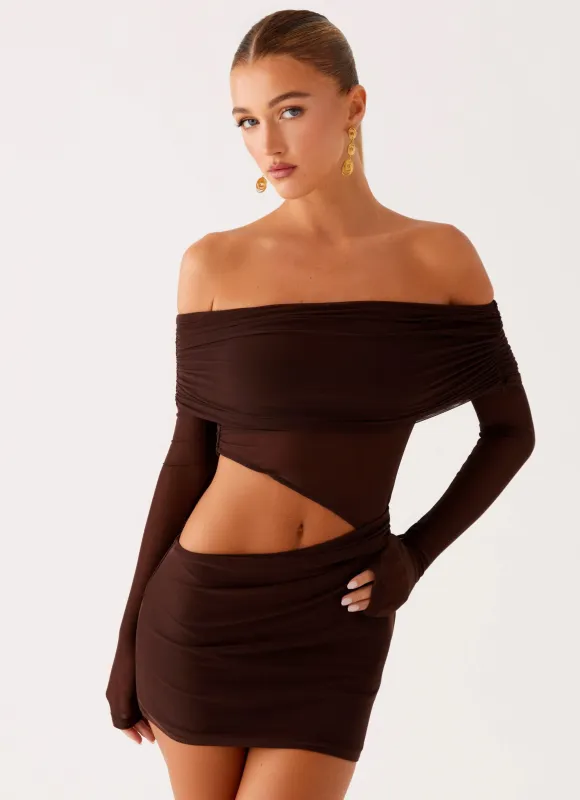 Emery Mini Dress - Chocolate sold by Peppermayo