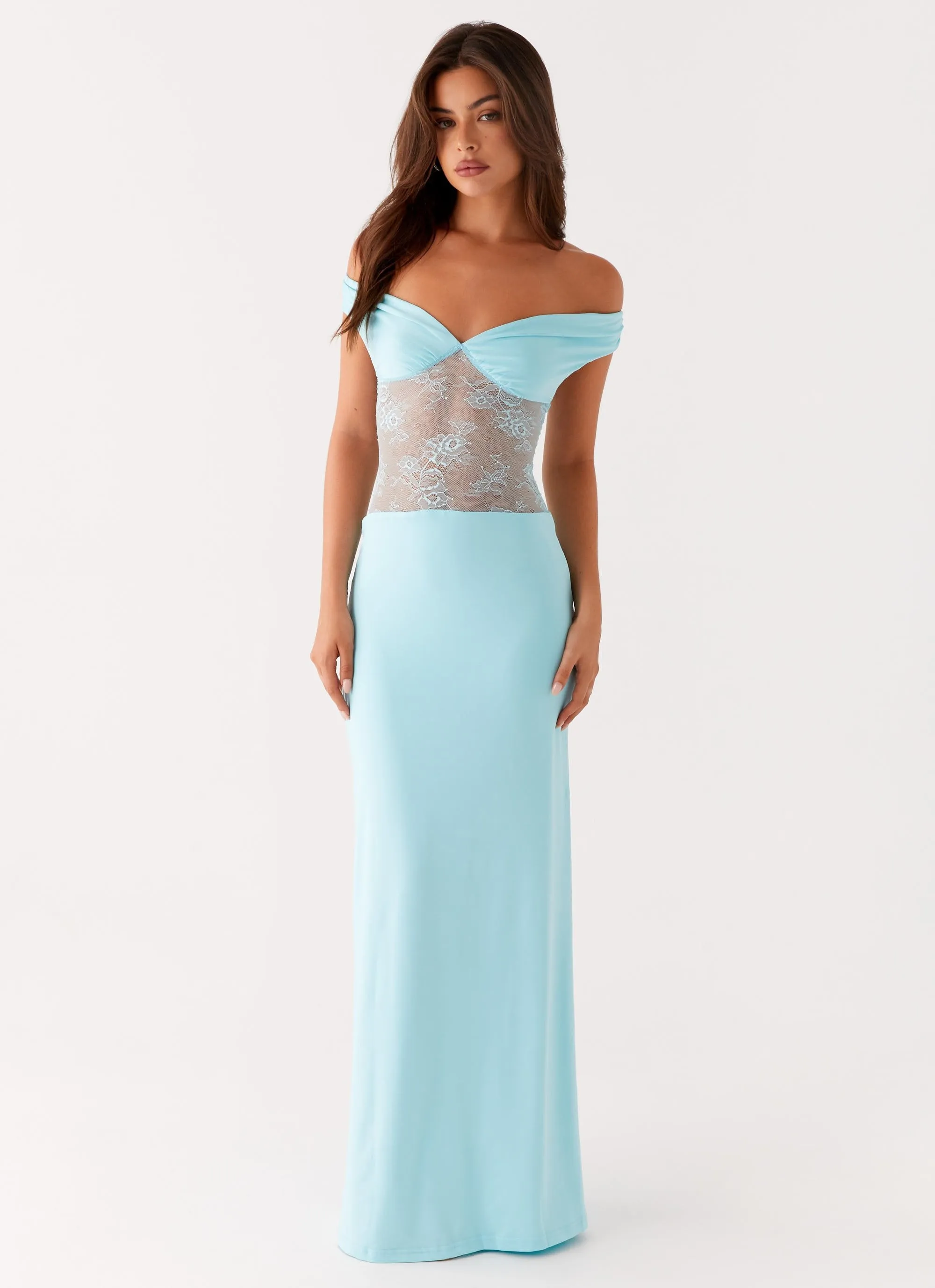 Infatuation Lace Maxi Dress - Turquoise sold by Peppermayo