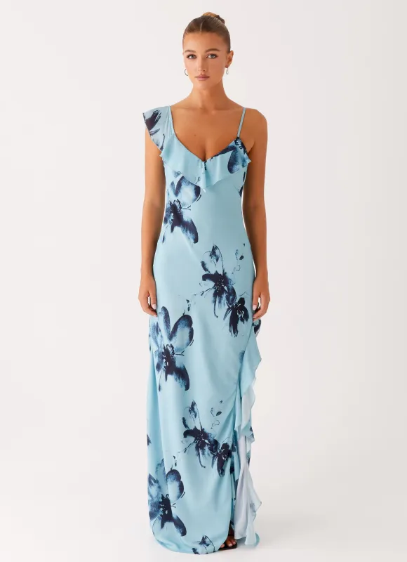 Goldsmith Maxi Dress - Blue Black Floral sold by Peppermayo