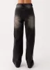 Back Again Straight Leg Denim Jeans - Charcoal Wash sold by Peppermayo
