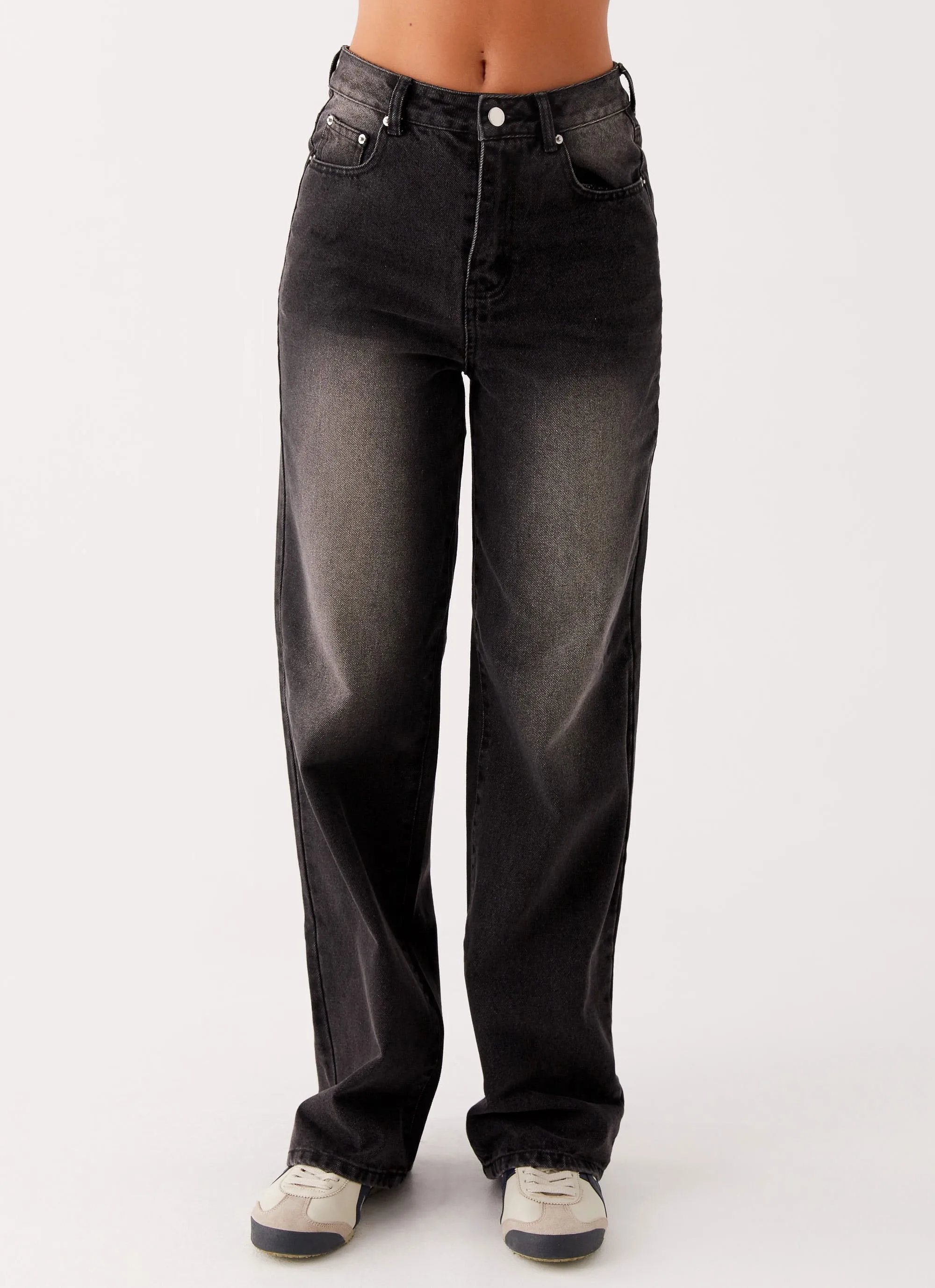 Back Again Straight Leg Denim Jeans - Charcoal Wash sold by Peppermayo product image thumbnail 3
