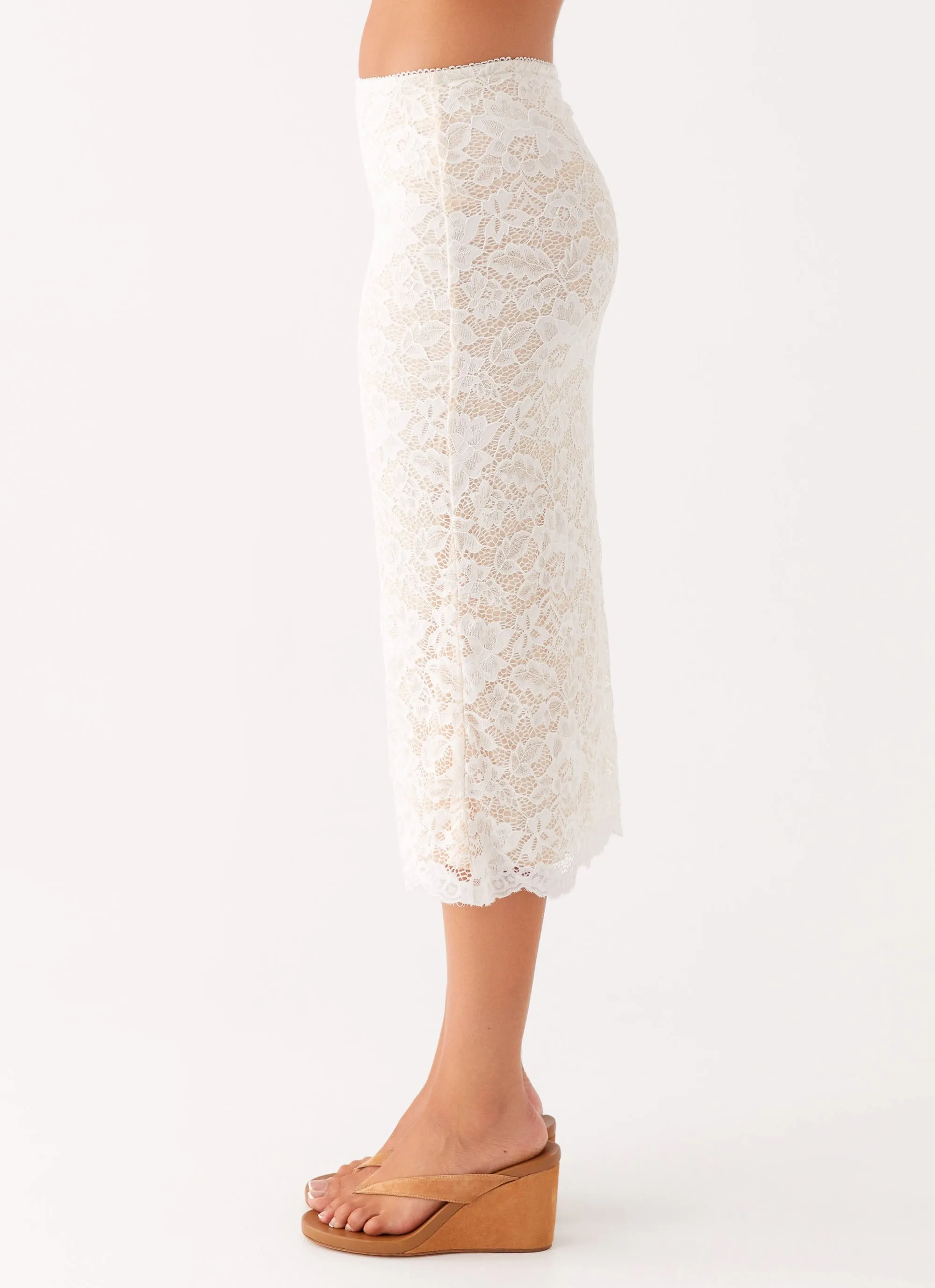 Crystal Clear Lace Midi Skirt - Ivory sold by Peppermayo product image thumbnail 4