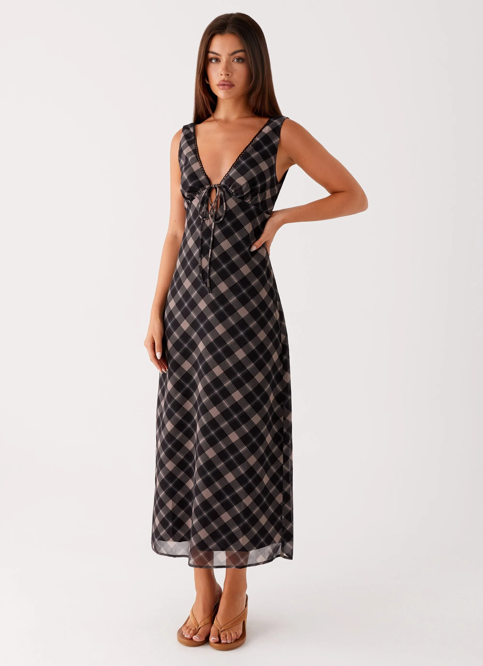 Gianna Midi Dress - Taupe Check sold by Peppermayo product image thumbnail 5