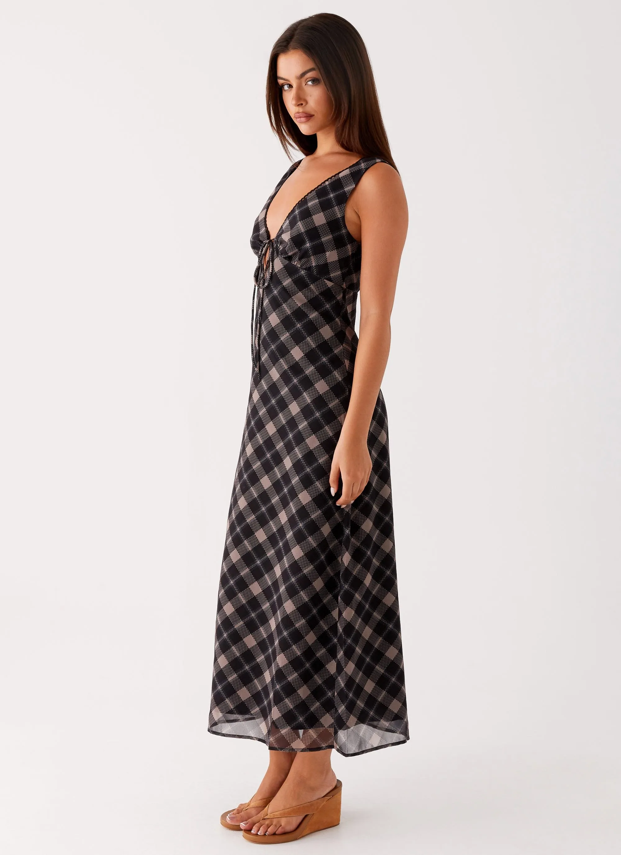Gianna Midi Dress - Taupe Check sold by Peppermayo product image thumbnail 3