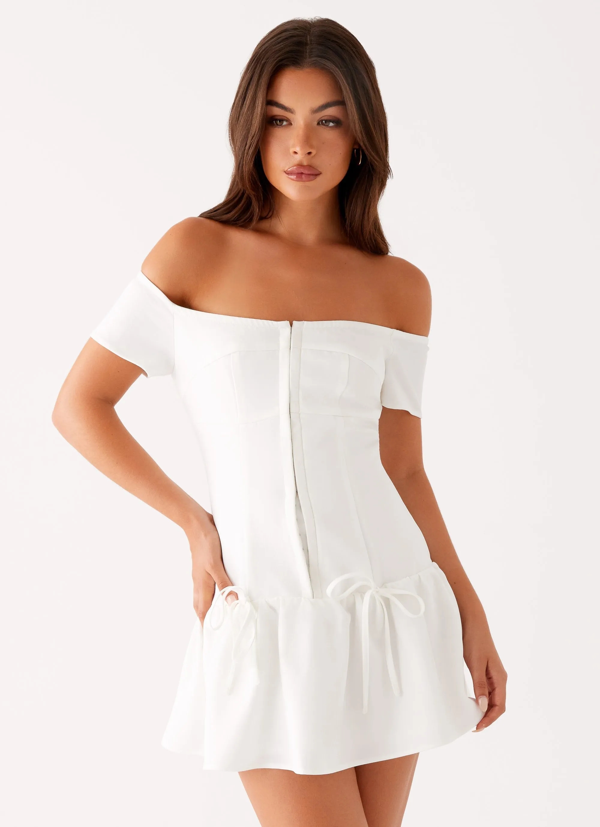 Penny Mini Dress - White sold by Peppermayo