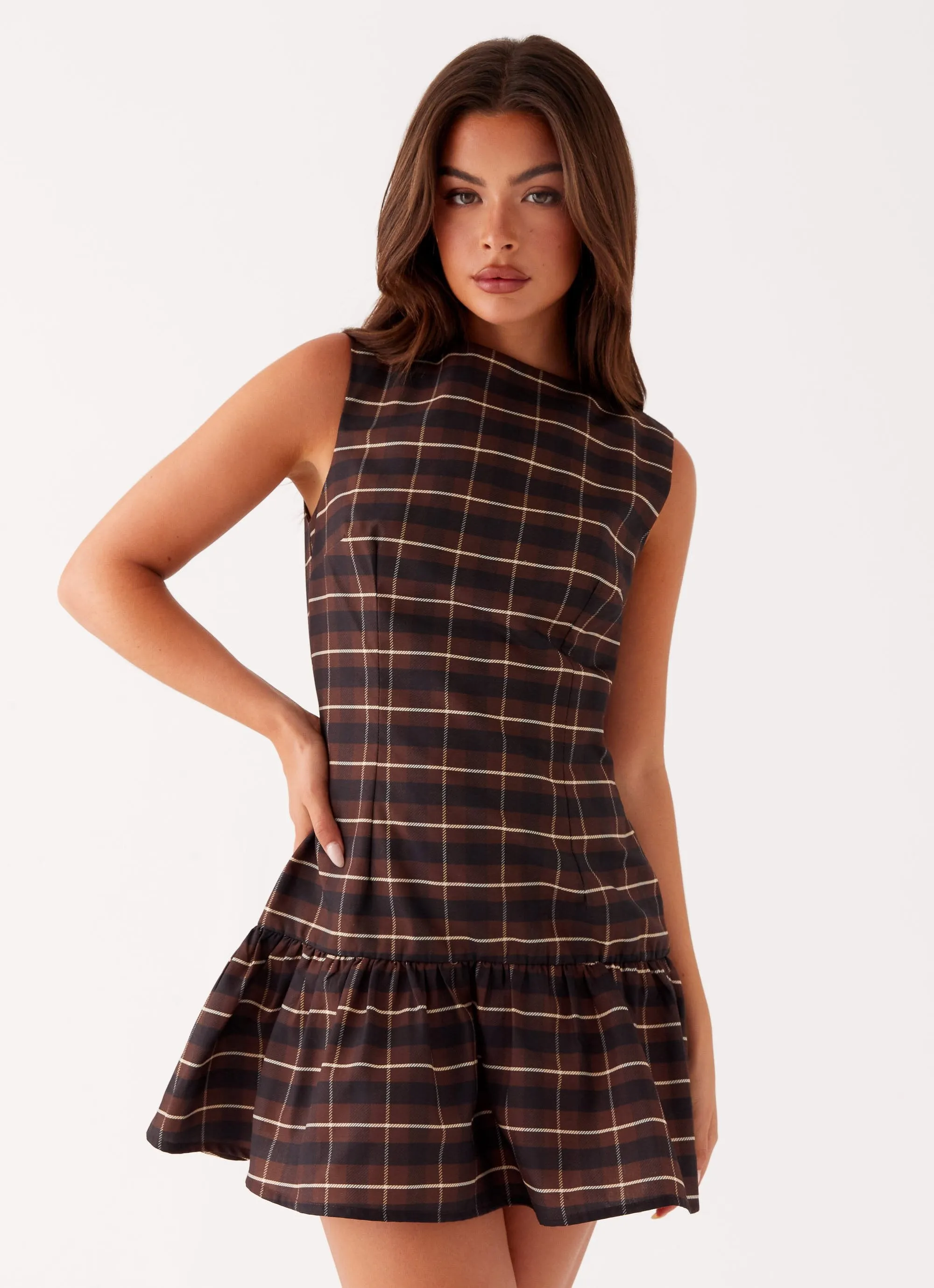 Arizona Mini Dress - Brown Black Check sold by Peppermayo product image thumbnail 5
