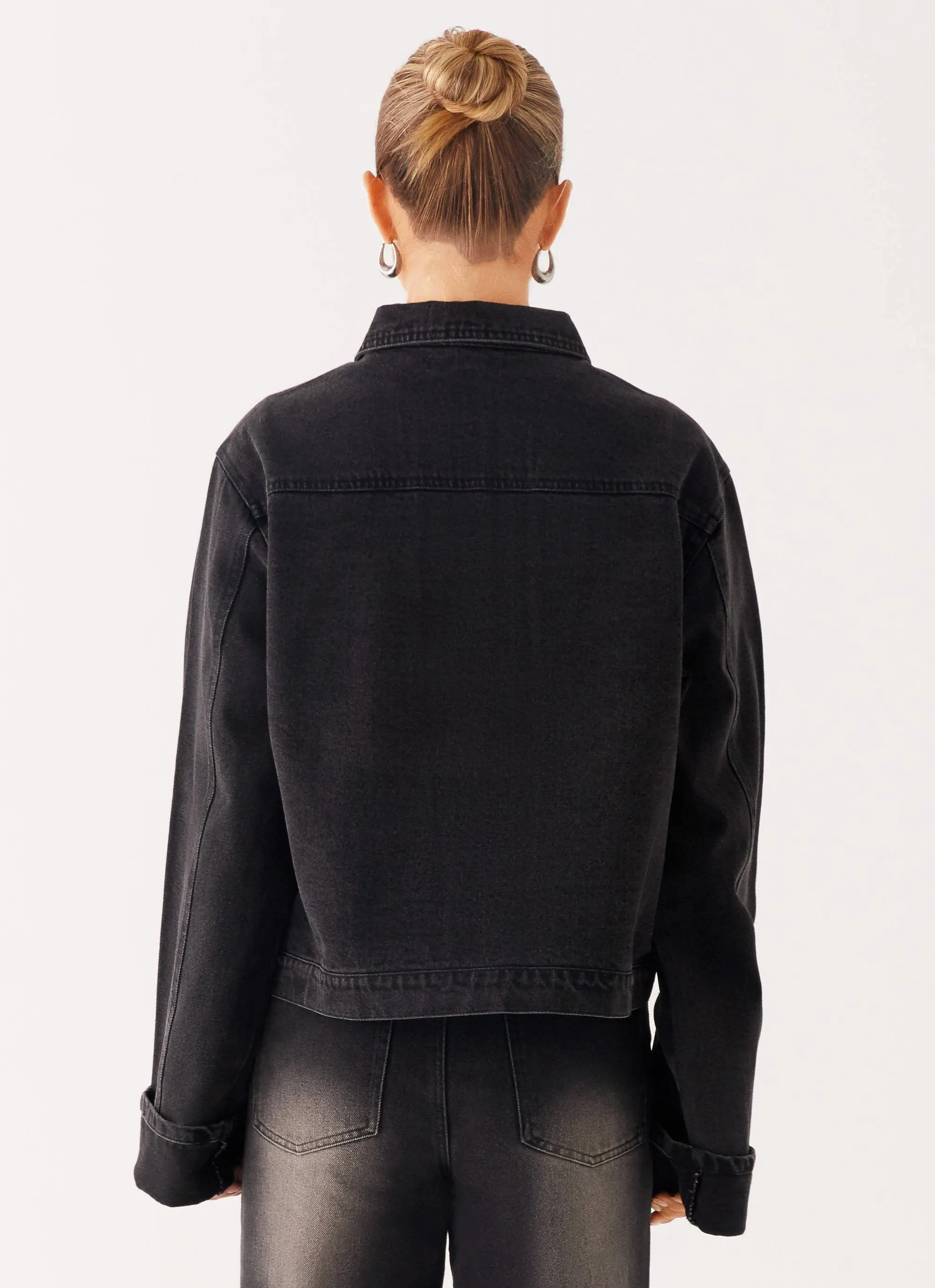 Back Again Oversized Denim Jacket - Charcoal Wash sold by Peppermayo product image thumbnail 4