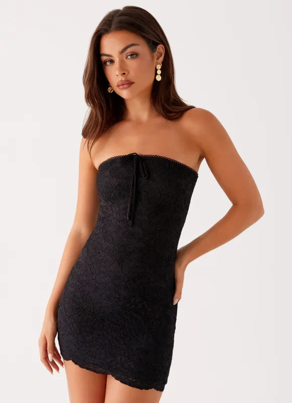 Karlina Lace Mini Dress - Black sold by Peppermayo