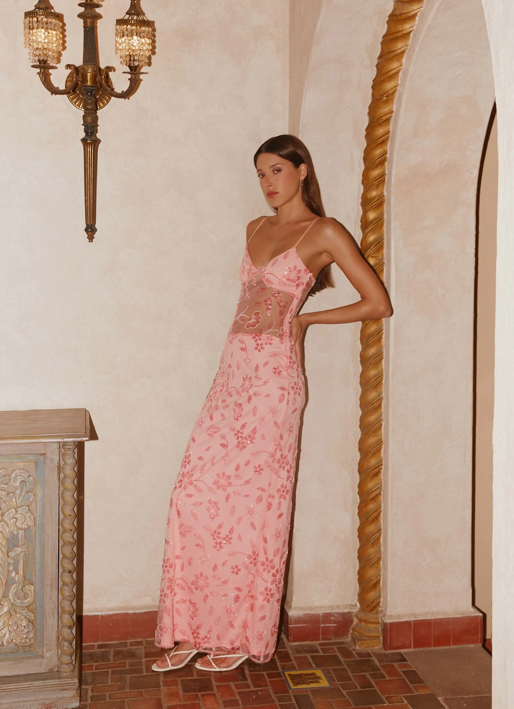 Akira Beaded Maxi Dress - Pink Orange sold by Peppermayo product image thumbnail 2