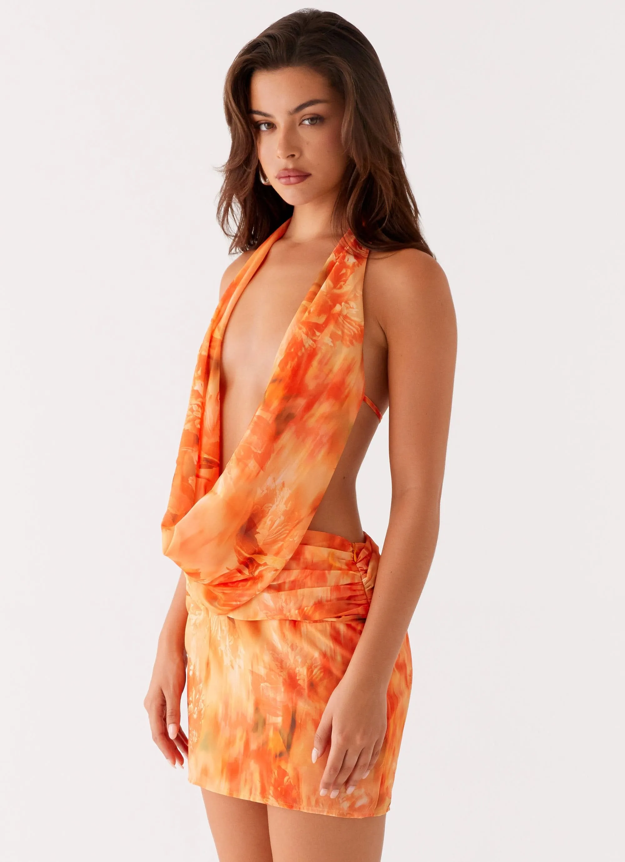 Elysia Chiffon Mini Dress - Sunset Floral sold by Peppermayo product image thumbnail 4
