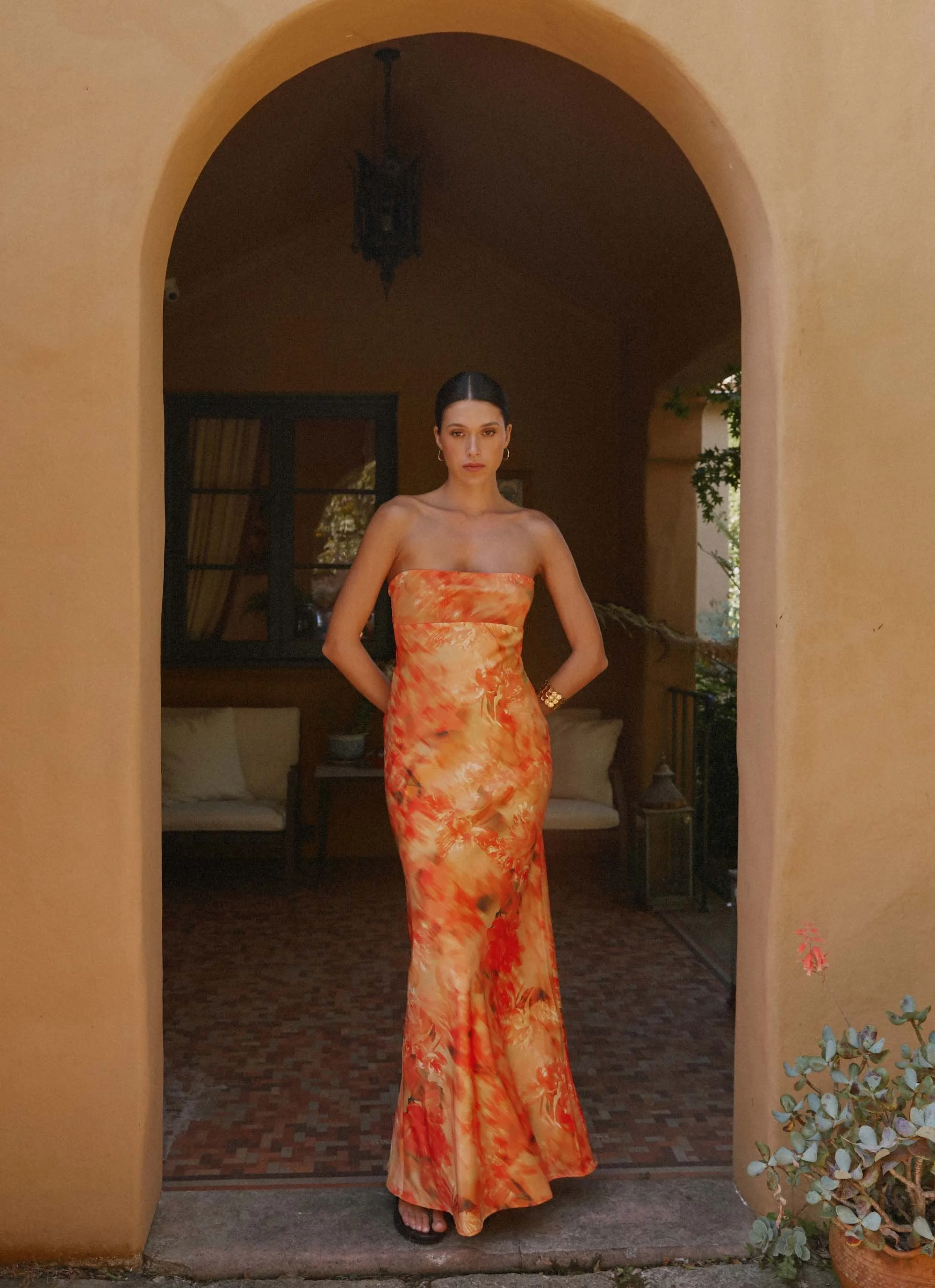 Carmen Maxi Dress - Sunset Floral sold by Peppermayo