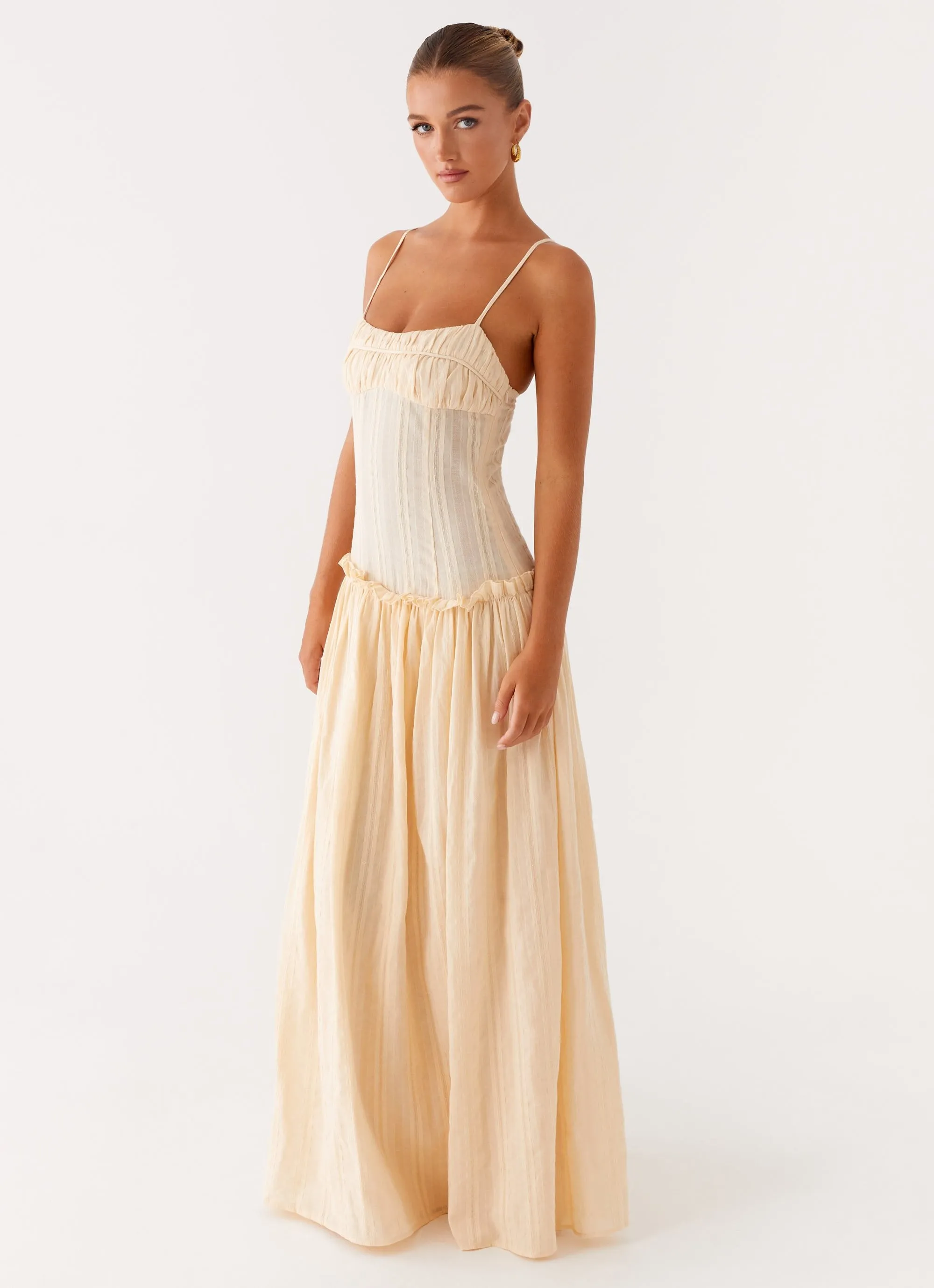 Jacinda Drop Waist Maxi Dress - Cream sold by Peppermayo product image thumbnail 3