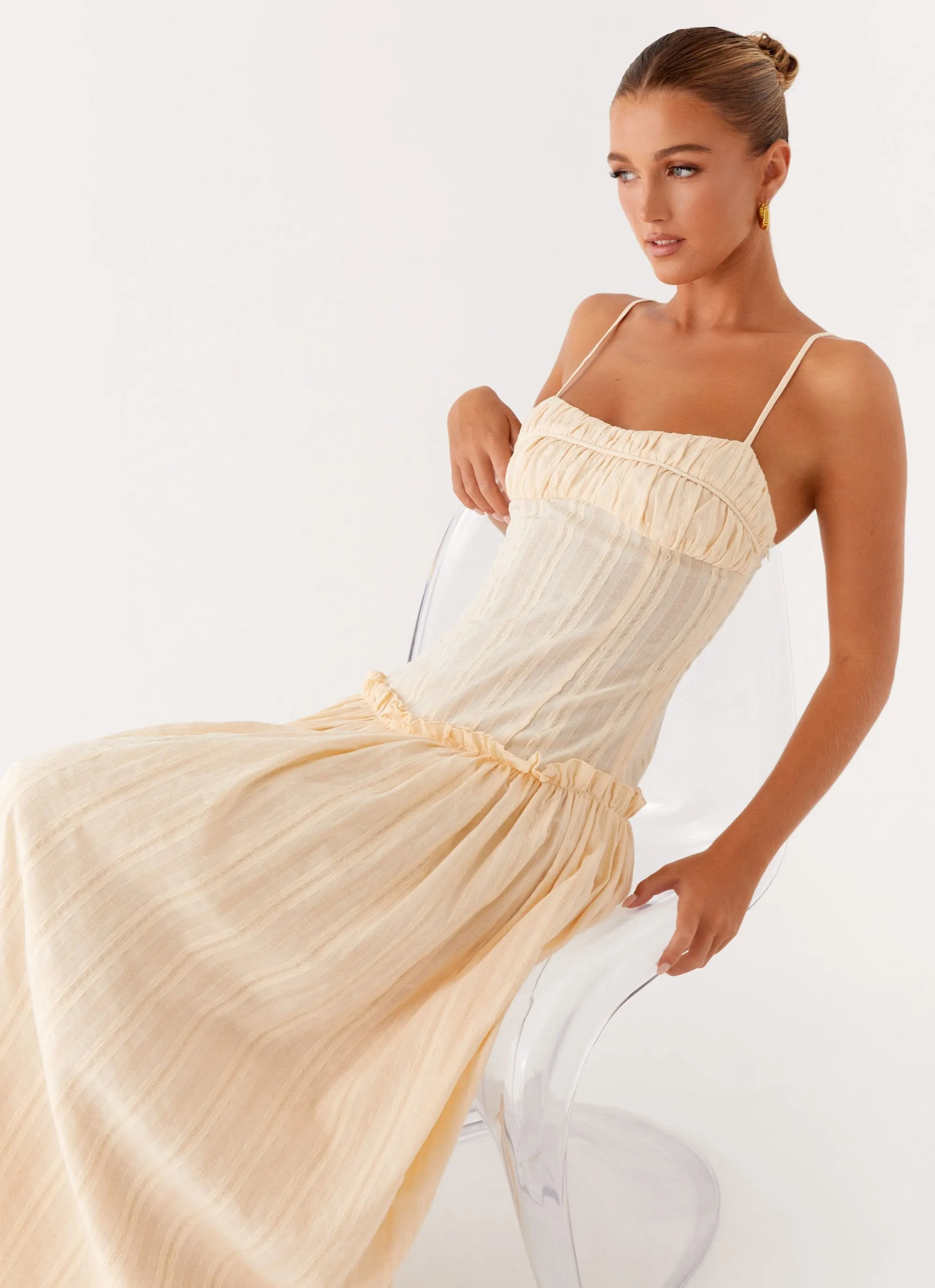 Jacinda Drop Waist Maxi Dress - Cream sold by Peppermayo product image thumbnail 5