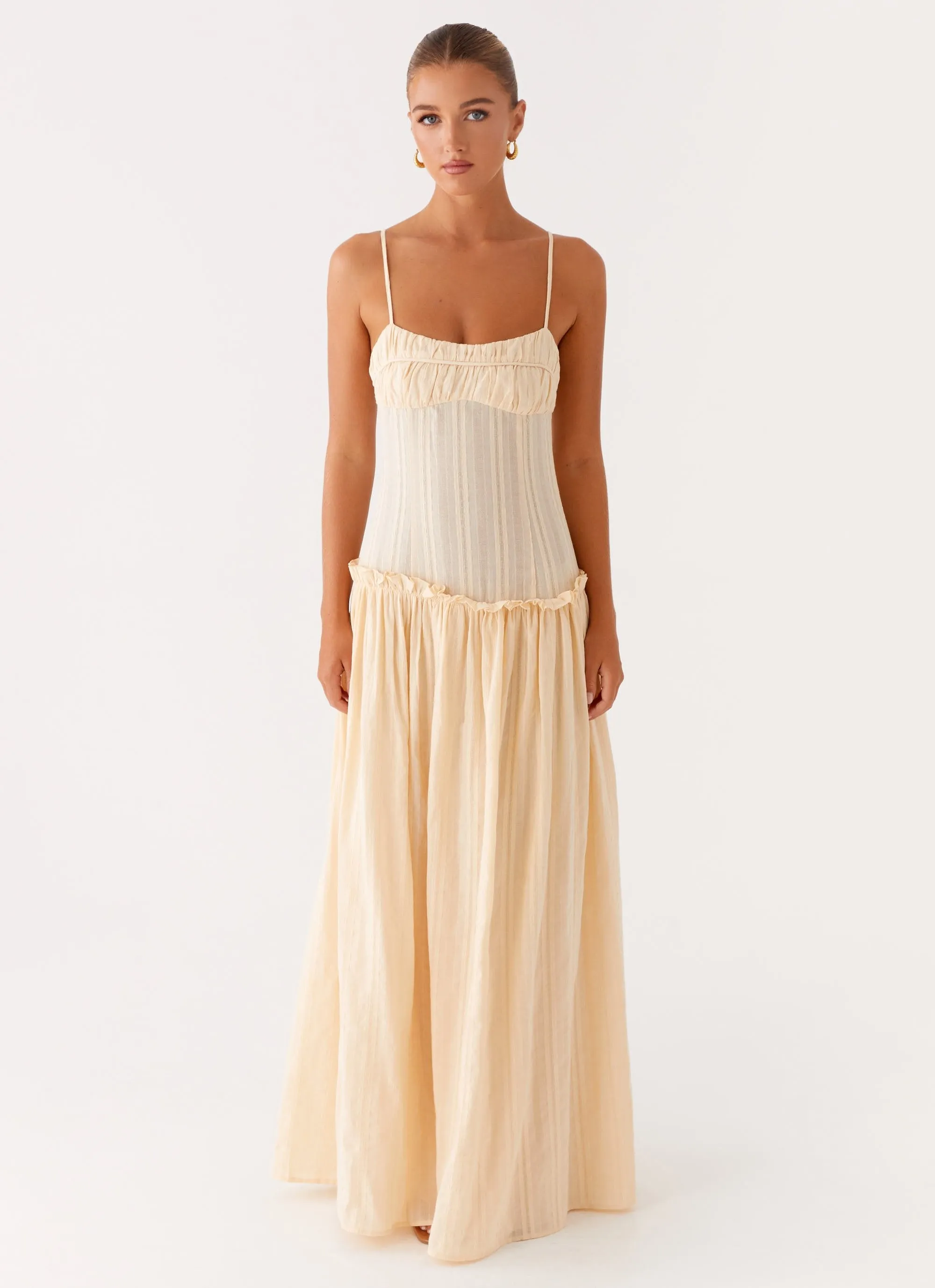 Jacinda Drop Waist Maxi Dress - Cream sold by Peppermayo product image thumbnail 2