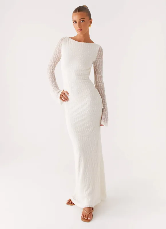 Ethereal Long Sleeve Maxi Dress - Ivory sold by Peppermayo