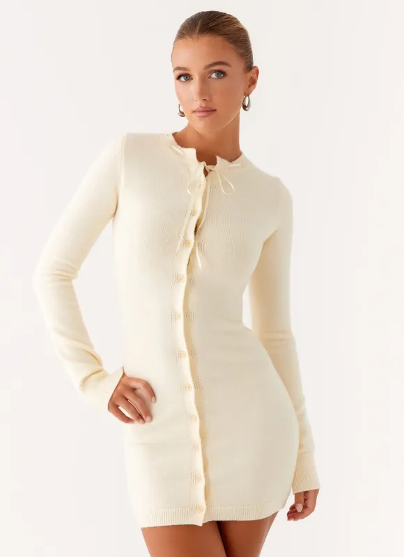 Zaffia Knit Mini Dress - Ivory sold by Peppermayo