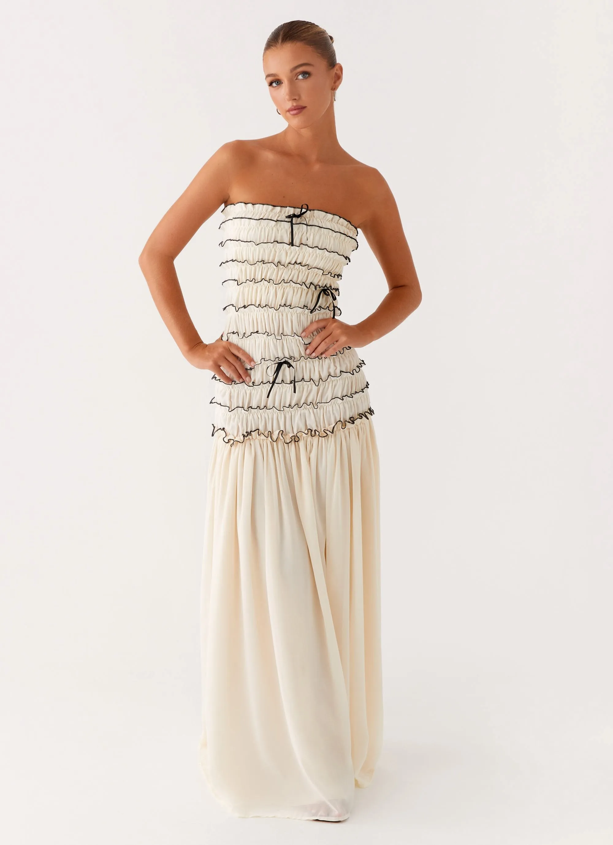 Zariah Maxi Dress - Ivory sold by Peppermayo