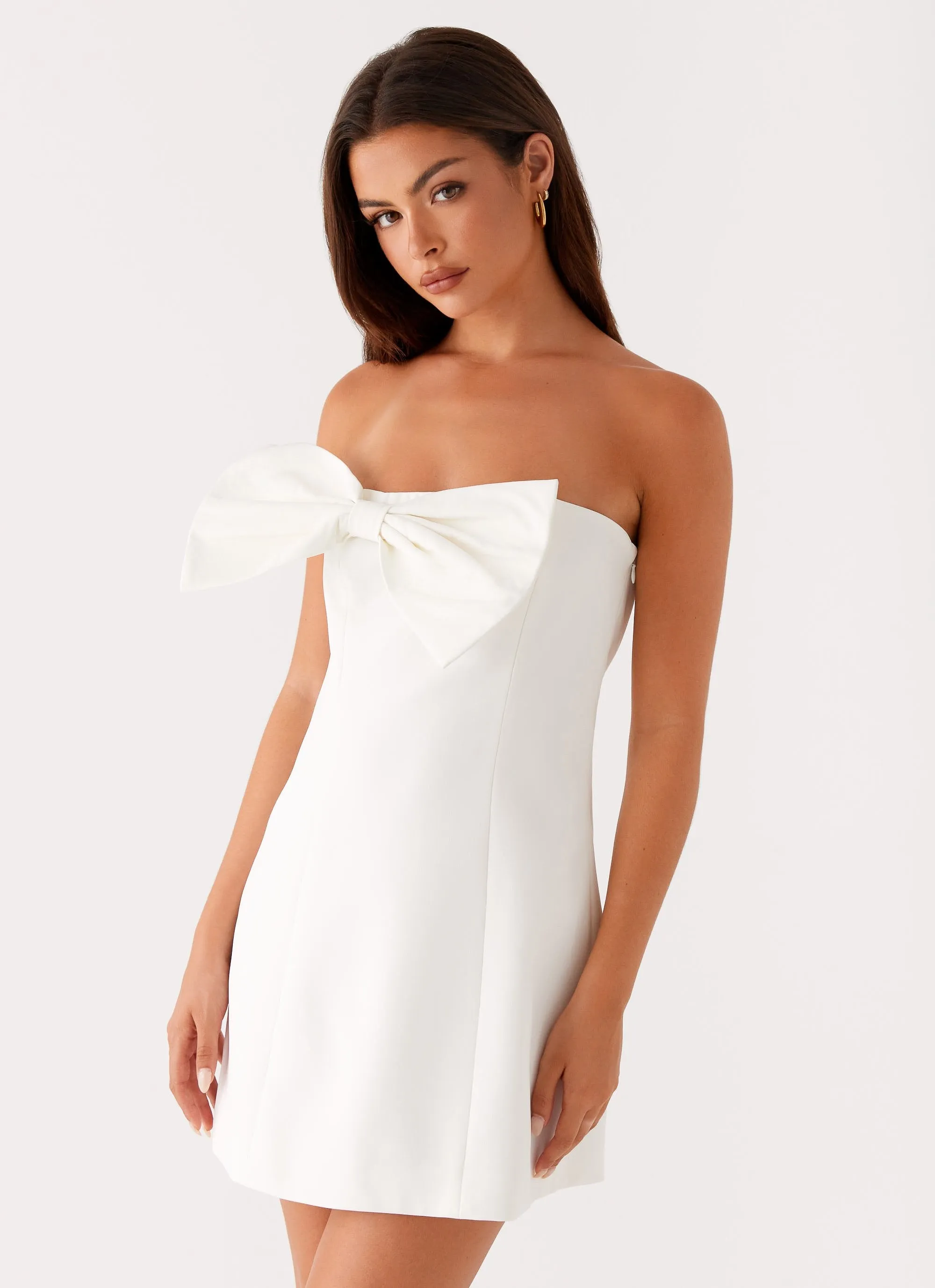 Riva Mini Dress - White sold by Peppermayo