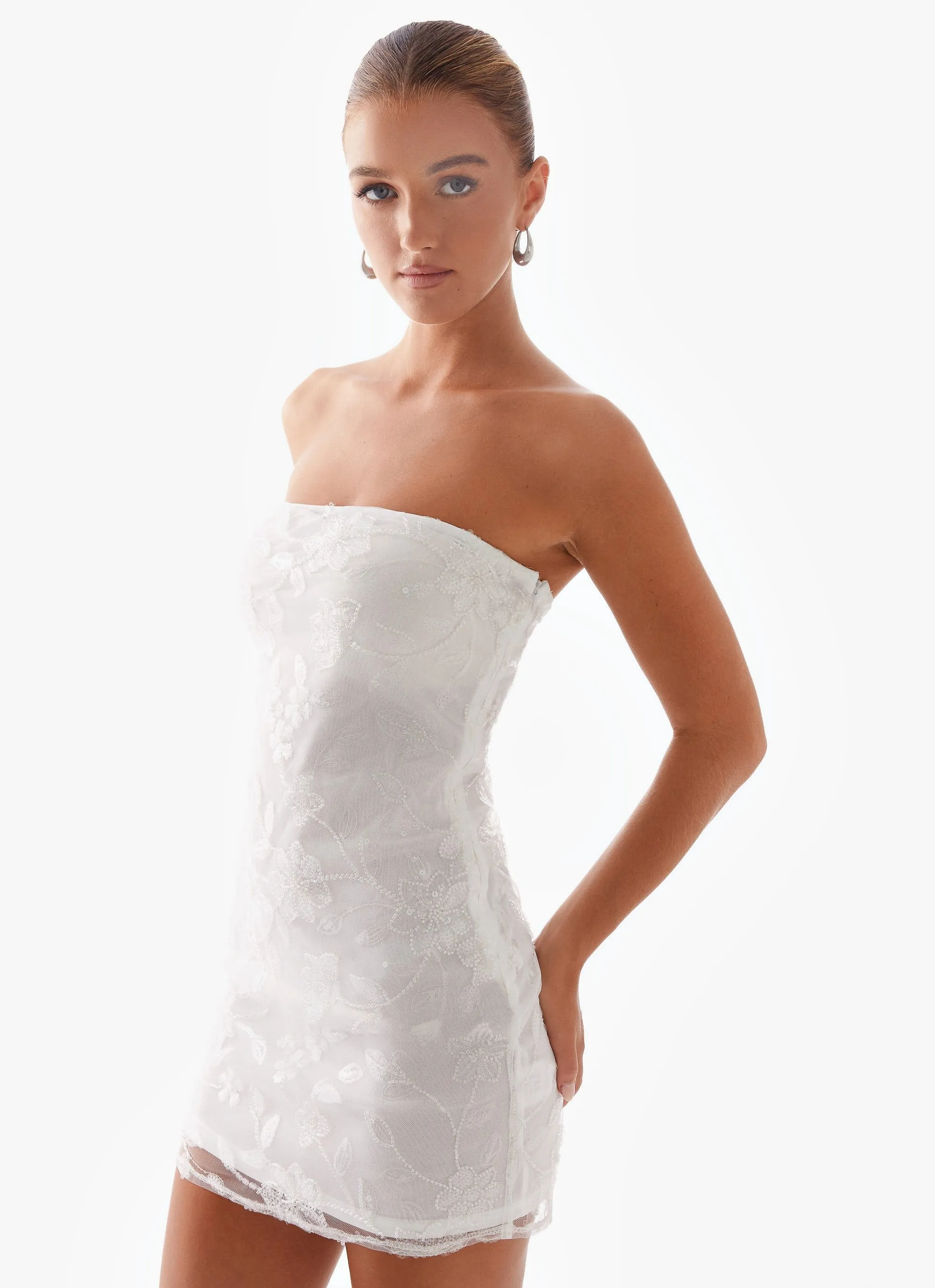 Moorey Beaded Mini Dress - White Silver sold by Peppermayo product image thumbnail 5