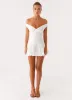 Endless Romance Off Shoulder Mini Dress - White sold by Peppermayo