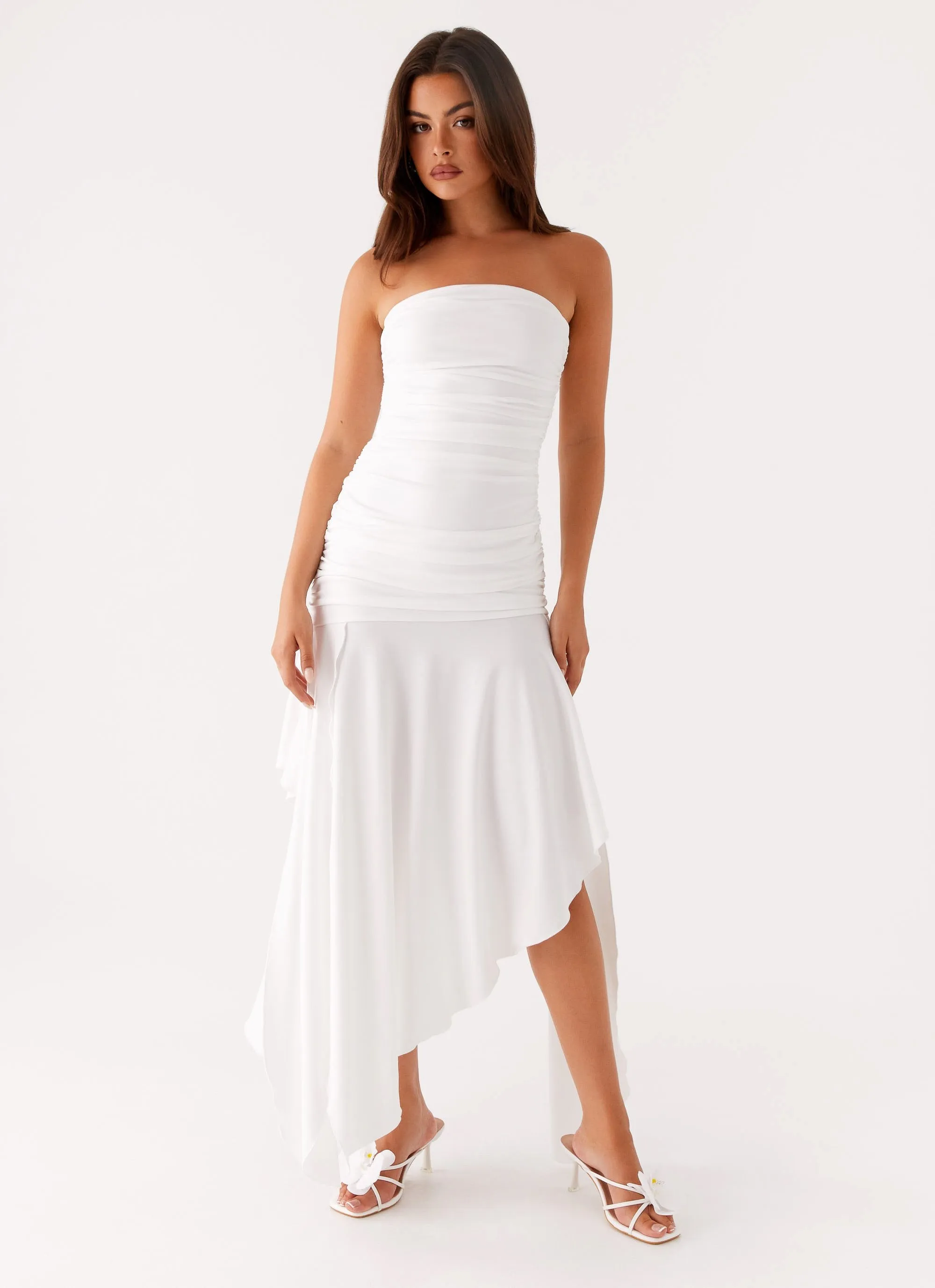 Ora Strapless Maxi Dress - White sold by Peppermayo