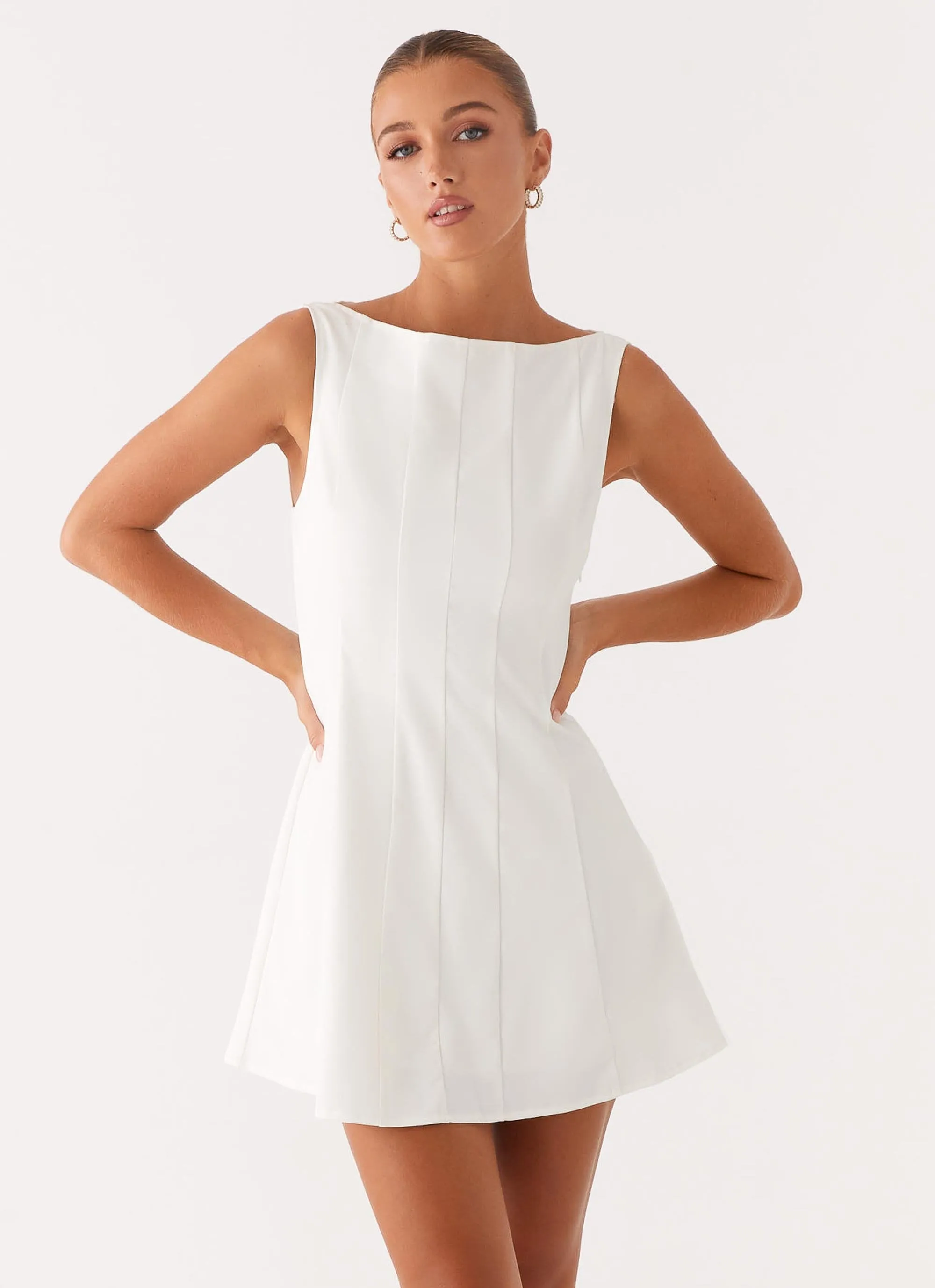 Emelie Mini Dress - White sold by Peppermayo