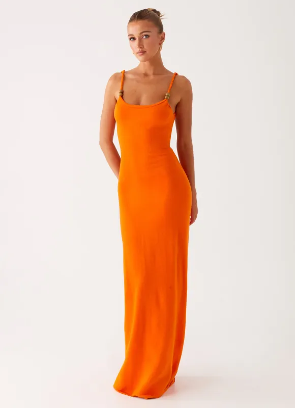 Elaina Knit Maxi Dress - Orange sold by Peppermayo