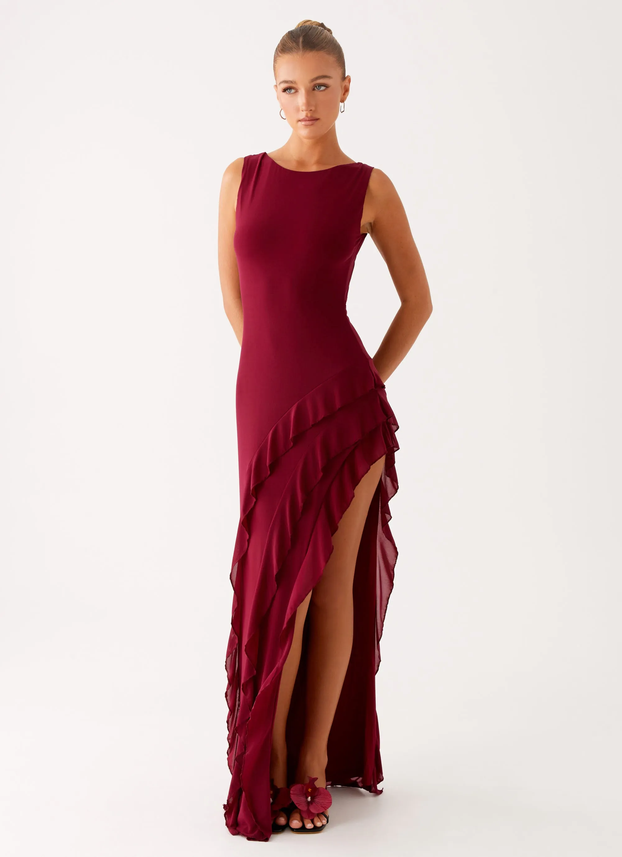Hendrix Maxi Dress - Raspberry Wine sold by Peppermayo