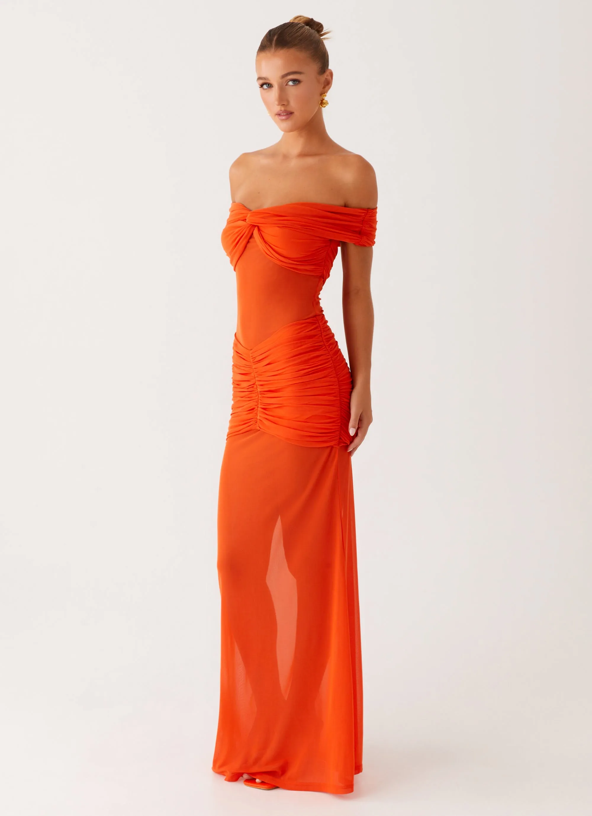 Charming Off Shoulder Maxi Dress - Orange sold by Peppermayo product image thumbnail 3