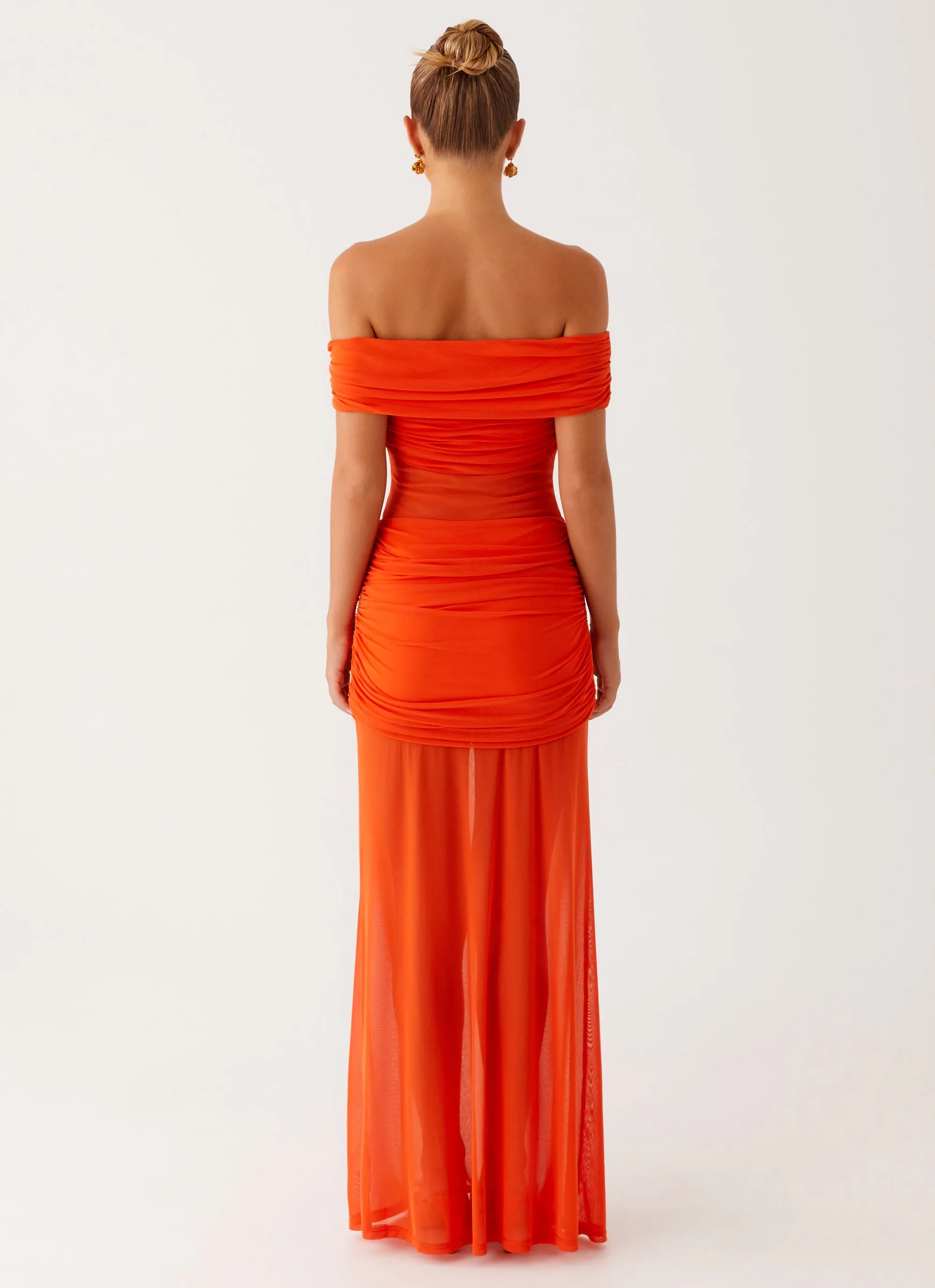 Charming Off Shoulder Maxi Dress - Orange sold by Peppermayo product image thumbnail 4