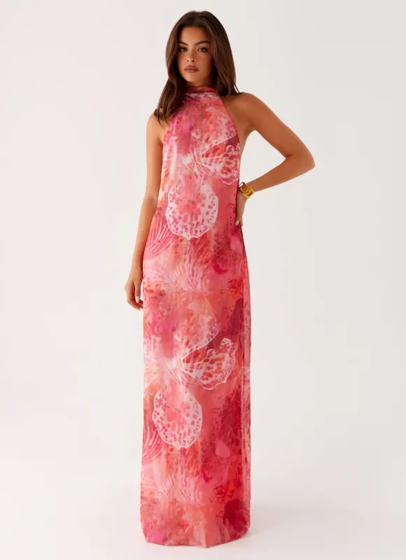 California Maxi Dress - Flamingo Fling sold by Peppermayo