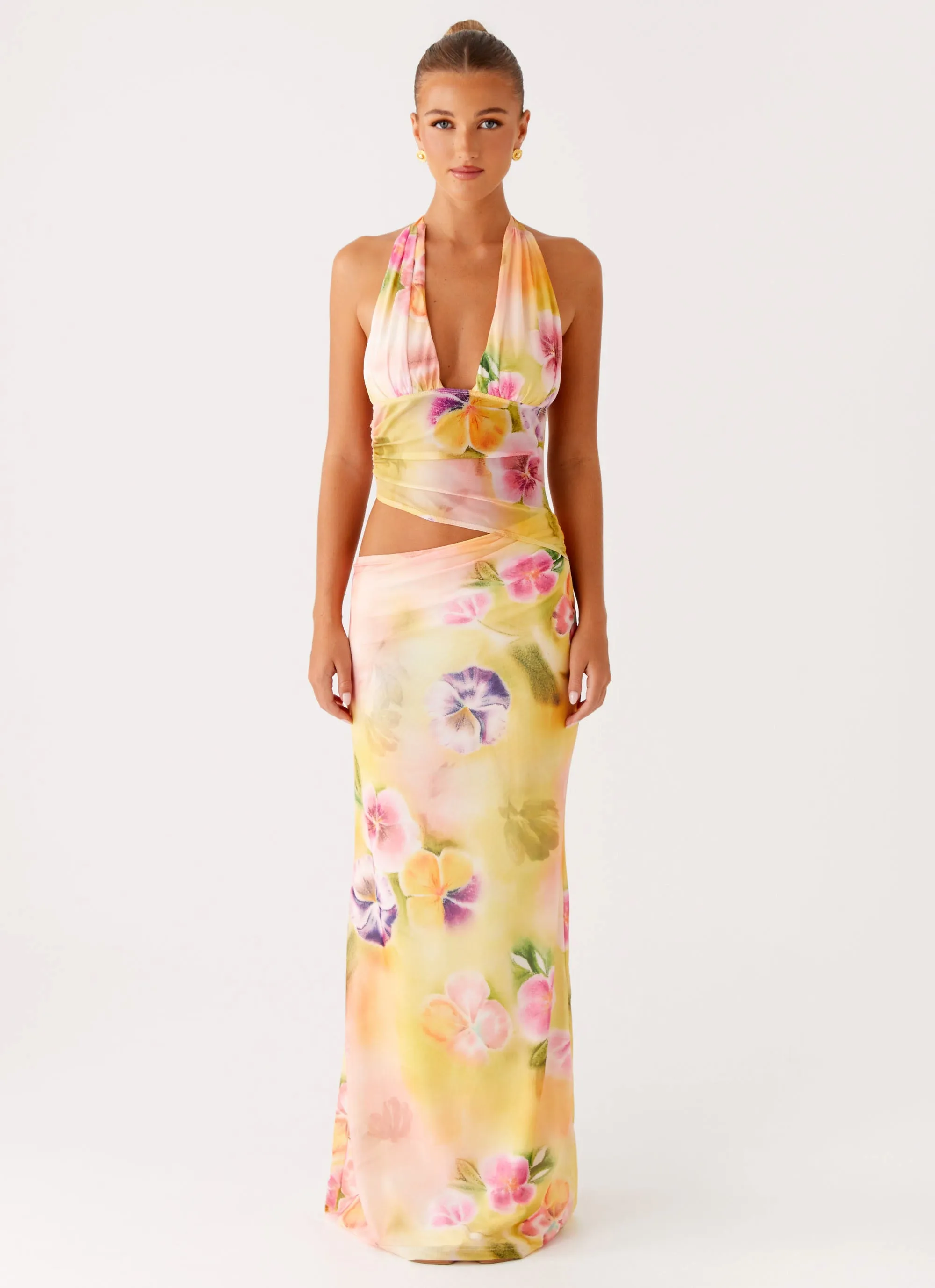 Main Act Halter Maxi Dress - Sunburst Floral sold by Peppermayo product image thumbnail 2