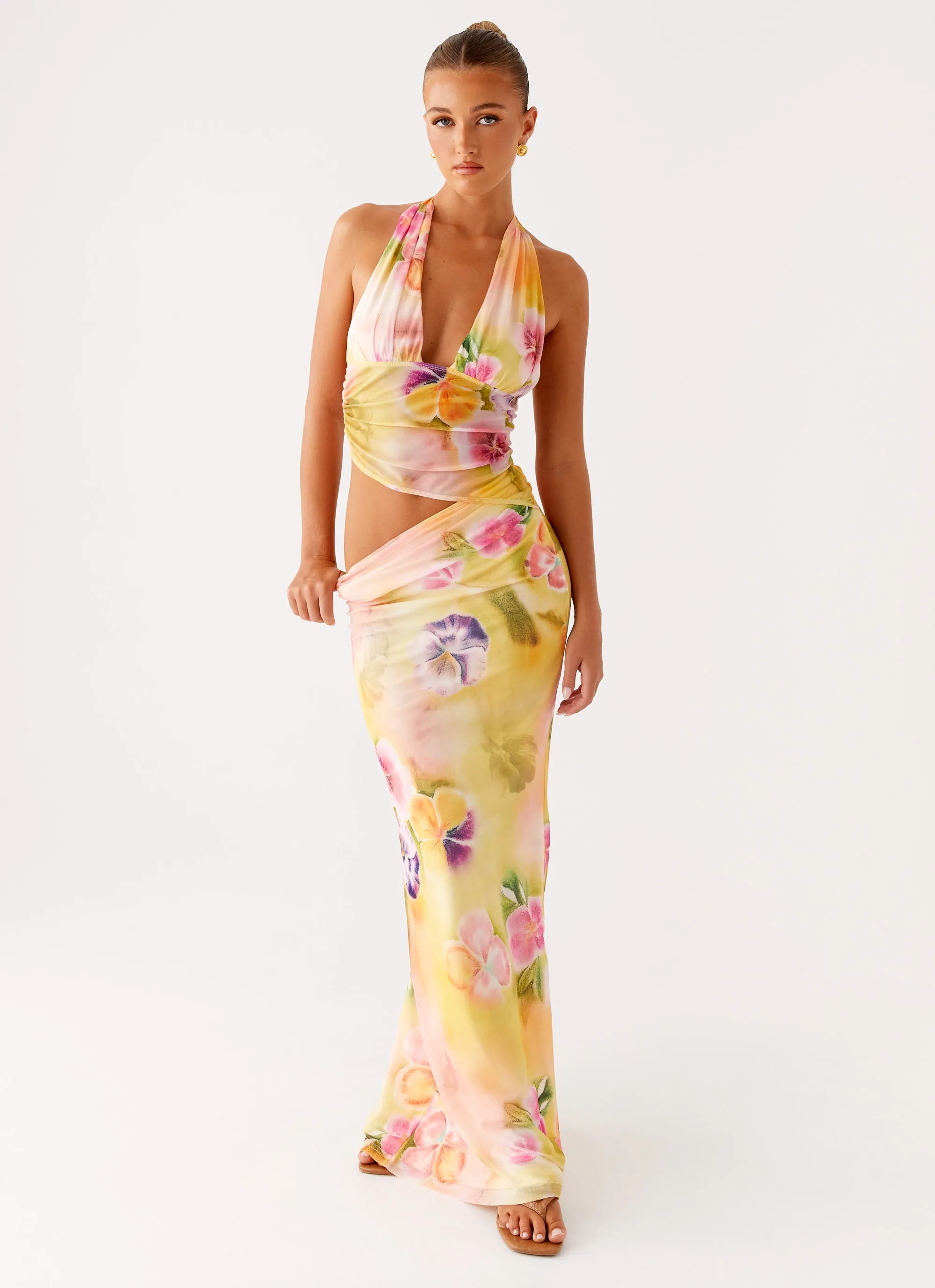 Main Act Halter Maxi Dress - Sunburst Floral sold by Peppermayo product image thumbnail 5