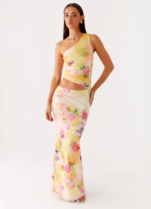 Seranella One Shoulder Maxi Dress - Sunburst Floral sold by Peppermayo