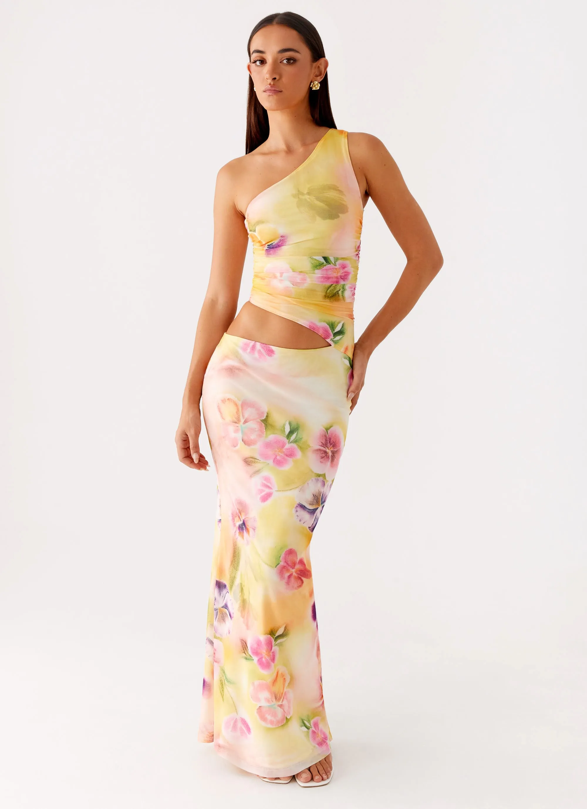 Seranella One Shoulder Maxi Dress - Sunburst Floral sold by Peppermayo