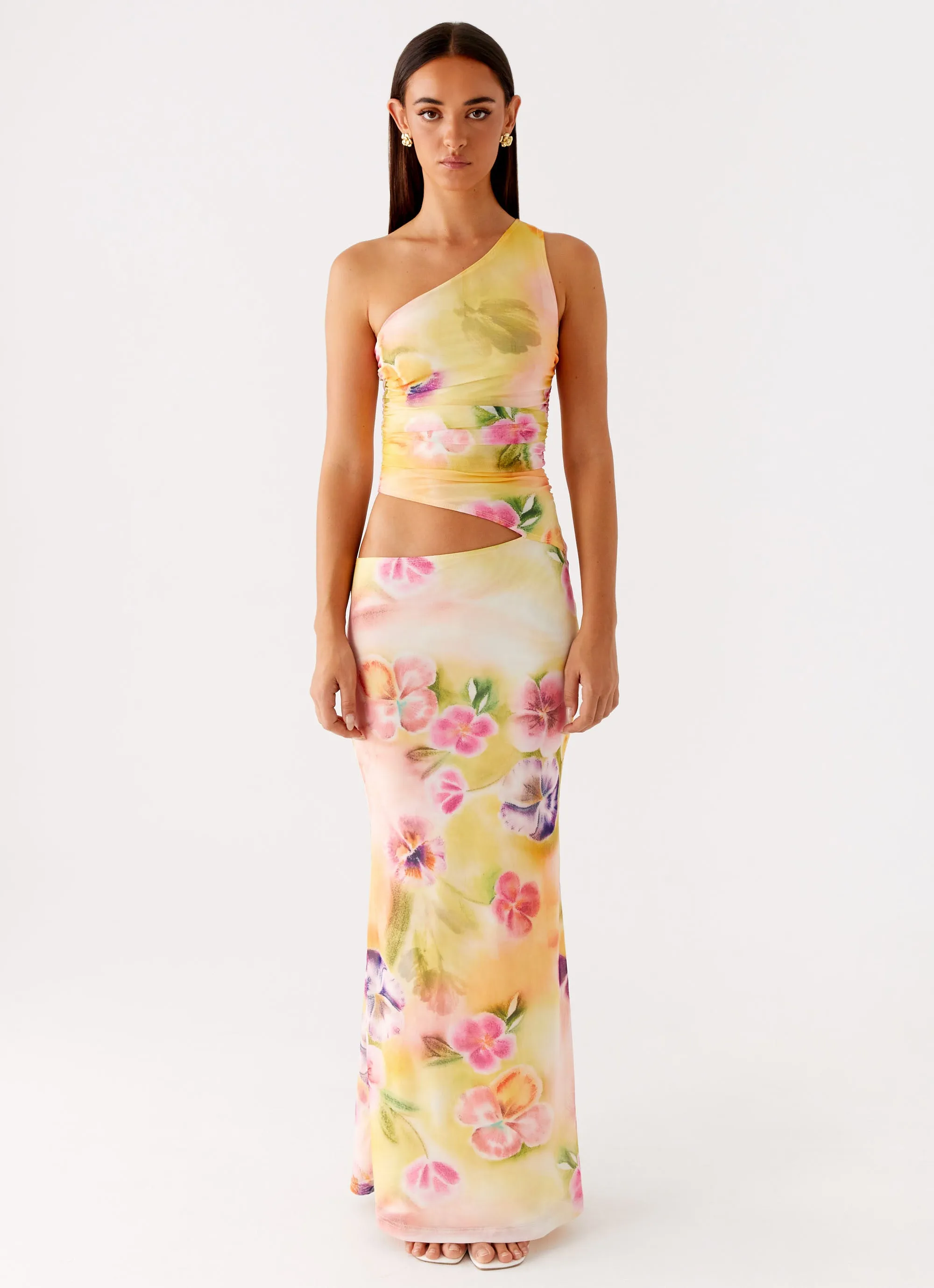 Seranella One Shoulder Maxi Dress - Sunburst Floral sold by Peppermayo product image thumbnail 2