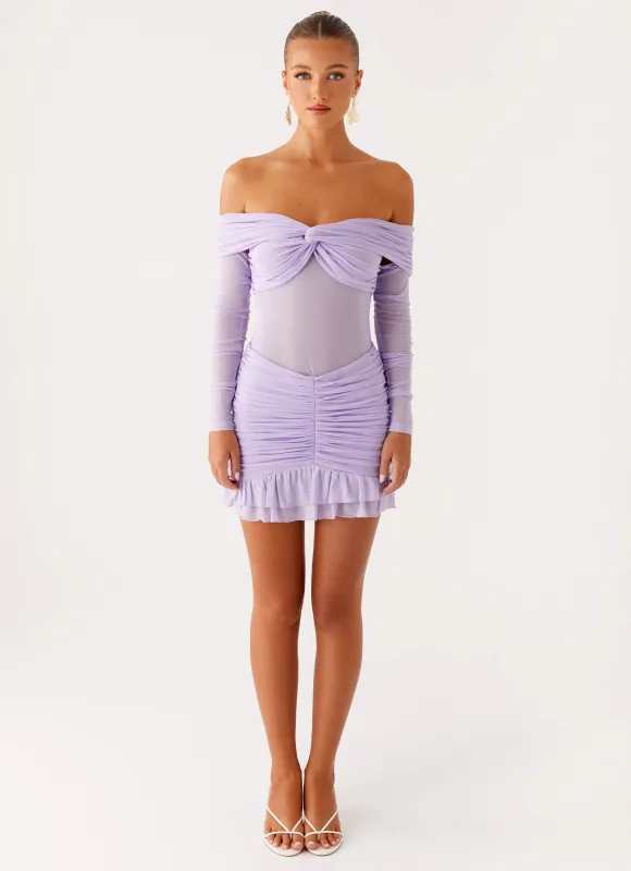 Tiff Long Sleeve Mini Dress - Lilac sold by Peppermayo