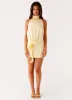 Birdie Halterneck Mini Dress - Yellow sold by Peppermayo
