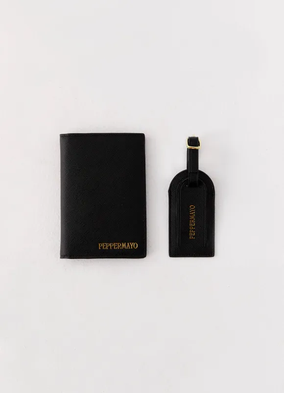 Passport Holder & Luggage Tag Set - Black sold by Peppermayo