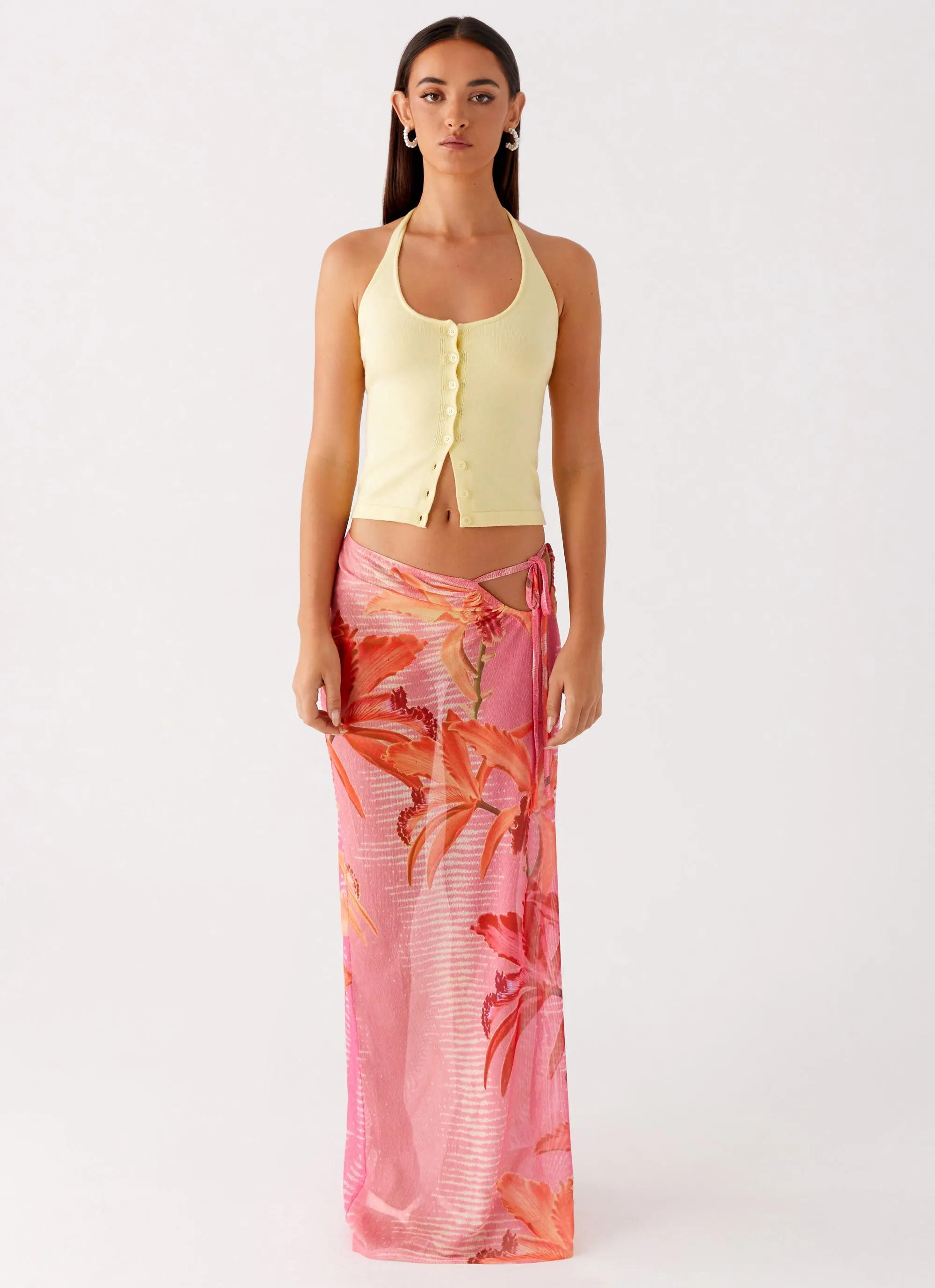Jovani Maxi Skirt - Tropical Pink Print sold by Peppermayo product image thumbnail 3