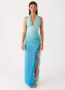 Moraya Halterneck Maxi Dress - Blue Gradient sold by Peppermayo