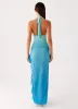 Moraya Halterneck Maxi Dress - Blue Gradient sold by Peppermayo