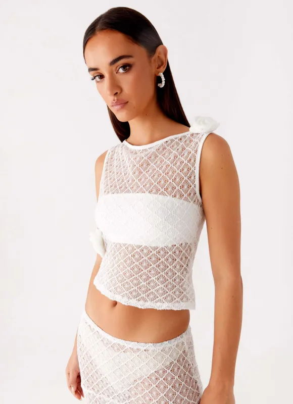 Velli Crochet Top - White sold by Peppermayo