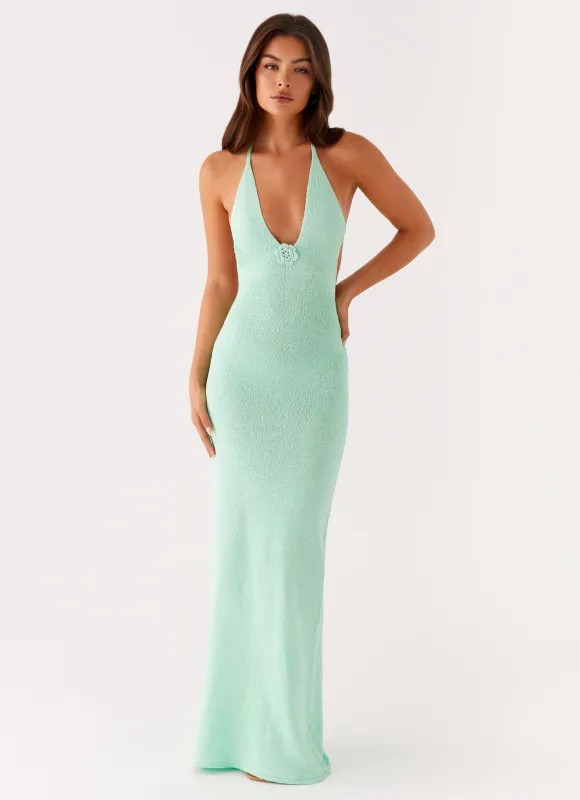 Tropez Knit Maxi Dress - Pastel Green made by Peppermayo