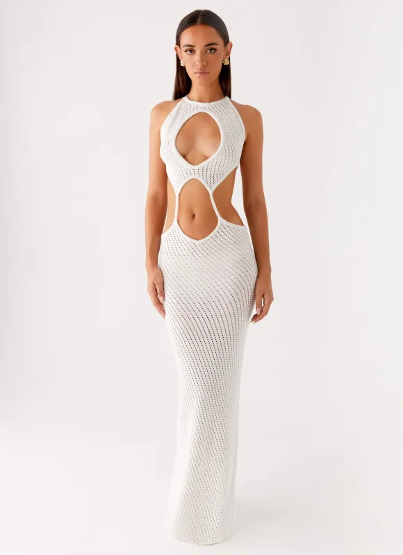 Caicos Crochet Maxi Dress - White sold by Peppermayo