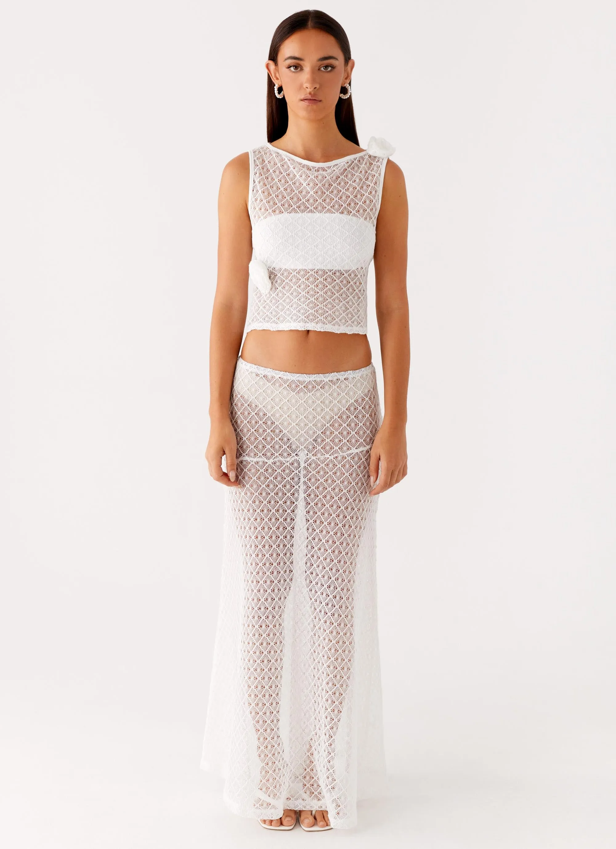 Velli Crochet Maxi Skirt - White sold by Peppermayo product image thumbnail 2